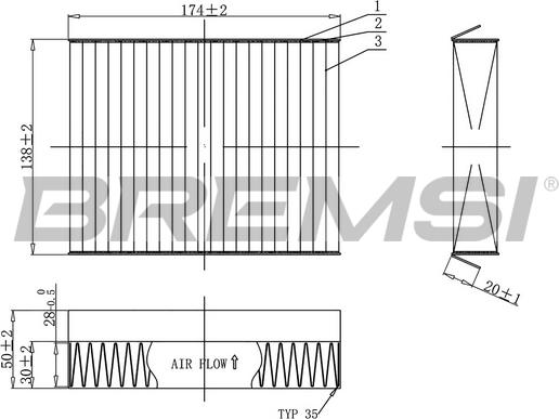 Bremsi FC0490 - Фільтр, повітря у внутрішній простір autozip.com.ua