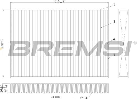 Bremsi FC0410A - Фільтр, повітря у внутрішній простір autozip.com.ua