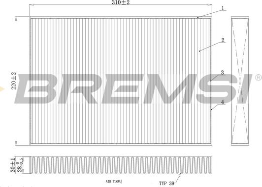 Bremsi FC0410C - Фільтр, повітря у внутрішній простір autozip.com.ua