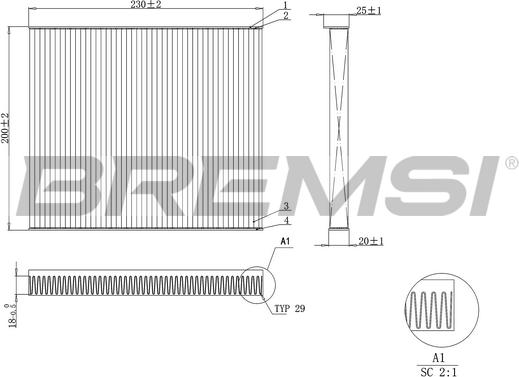 Bremsi FC0079A - Фільтр, повітря у внутрішній простір autozip.com.ua