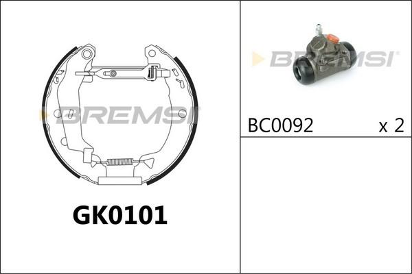 Bremsi GK0101 - Комплект гальм, барабанний механізм autozip.com.ua