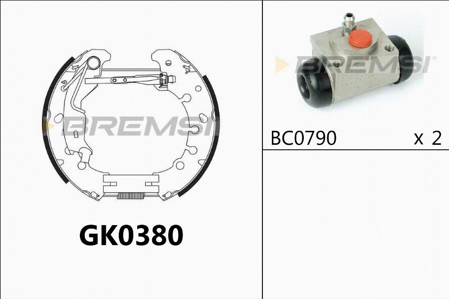 Bremsi GK0380 - Комплект гальм, барабанний механізм autozip.com.ua