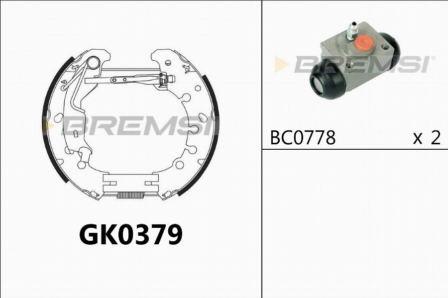 Bremsi GK0379 - Комплект гальм, барабанний механізм autozip.com.ua