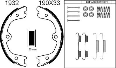 BSF 01932K - Комплект гальм, ручник, парковка autozip.com.ua