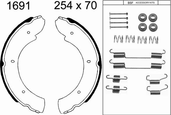 BSF 01691K - Комплект гальм, ручник, парковка autozip.com.ua