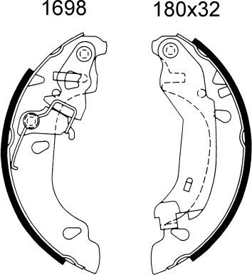 BSF 01698 - Комплект гальм, барабанний механізм autozip.com.ua