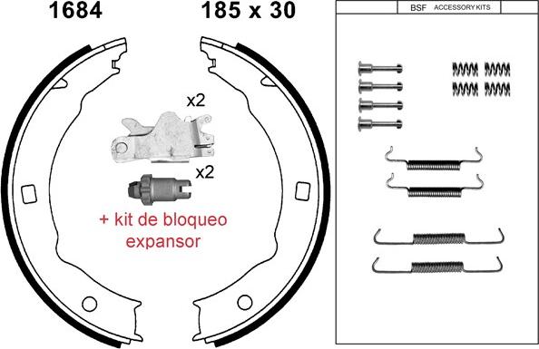 BSF 01684KC - Комплект гальм, ручник, парковка autozip.com.ua