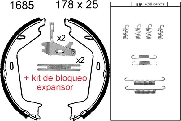BSF 01685KC - Комплект гальм, ручник, парковка autozip.com.ua