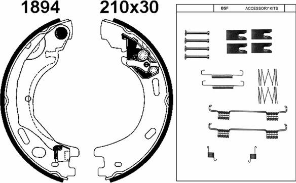BSF 01894K - Комплект гальм, ручник, парковка autozip.com.ua