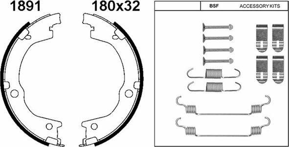 BSF 01891K - Комплект гальм, ручник, парковка autozip.com.ua