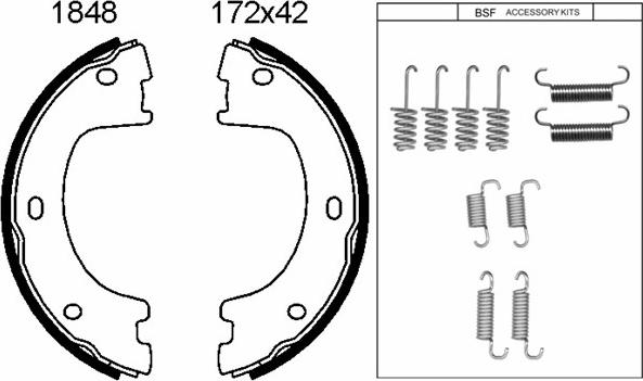 BSF 01848K - Комплект гальм, ручник, парковка autozip.com.ua