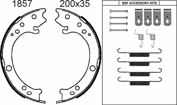 BSF 01857K - Комплект гальм, ручник, парковка autozip.com.ua