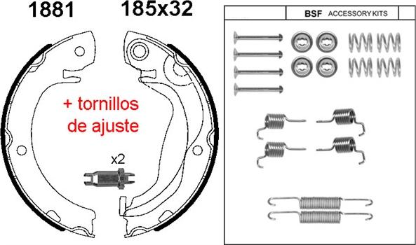 BSF 01881KC - Комплект гальм, ручник, парковка autozip.com.ua