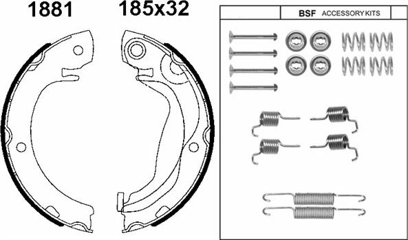 BSF 01881K - Комплект гальм, ручник, парковка autozip.com.ua