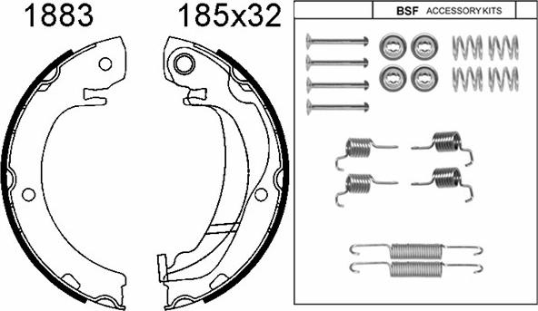 BSF 01883K - Комплект гальм, ручник, парковка autozip.com.ua