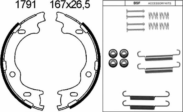 BSF 01791K - Комплект гальм, ручник, парковка autozip.com.ua