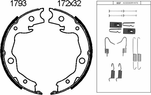BSF 01793K - Комплект гальм, ручник, парковка autozip.com.ua