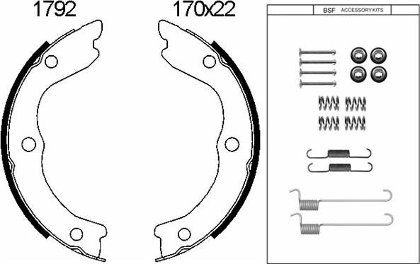 BSF 01792K - Комплект гальм, ручник, парковка autozip.com.ua