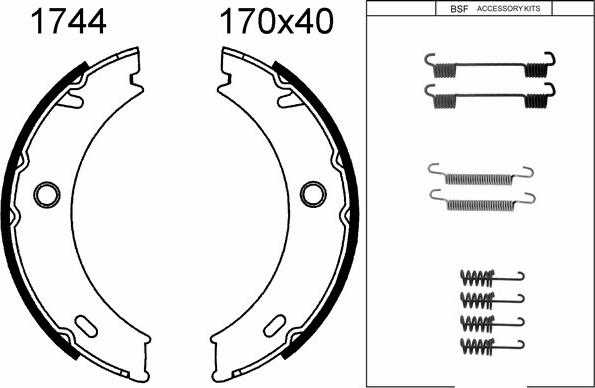 BSF 01744K - Комплект гальм, ручник, парковка autozip.com.ua
