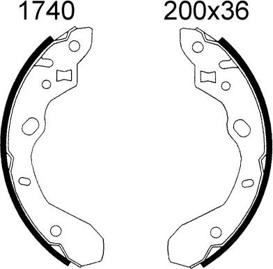 BSF 01740 - Комплект гальм, барабанний механізм autozip.com.ua