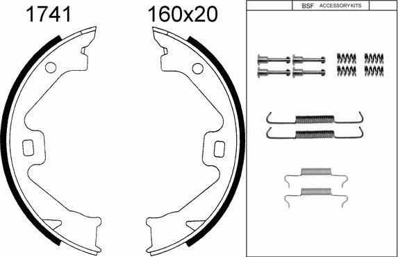 BSF 01741K - Комплект гальм, ручник, парковка autozip.com.ua