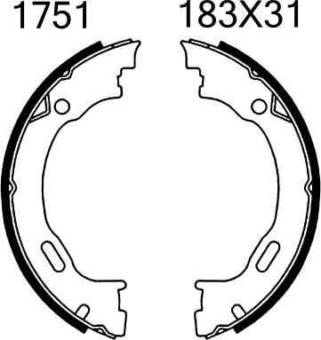 BSF 01751 - Комплект гальм, ручник, парковка autozip.com.ua