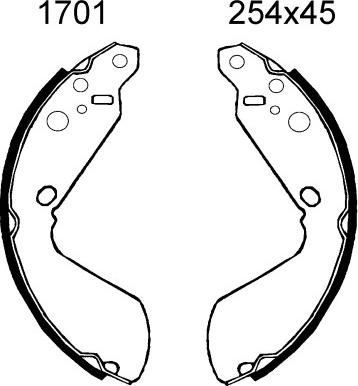 BSF 01701 - Комплект гальм, барабанний механізм autozip.com.ua