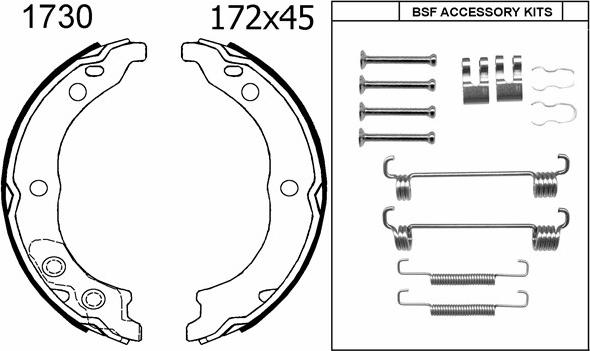 BSF 01730K - Комплект гальм, ручник, парковка autozip.com.ua