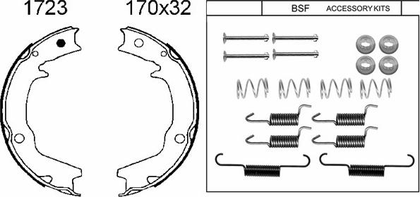 BSF 01723K - Комплект гальм, ручник, парковка autozip.com.ua