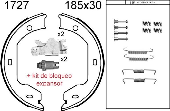 BSF 01727KC - Комплект гальм, ручник, парковка autozip.com.ua