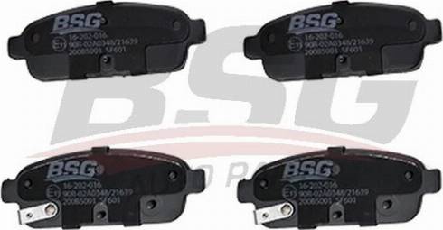 BSG BSG 16-202-016 - Гальмівні колодки, дискові гальма autozip.com.ua