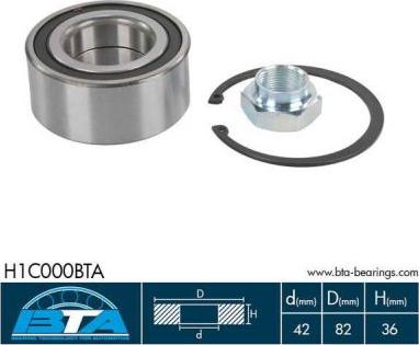 BTA H1C000BTA - Комплект підшипника маточини колеса autozip.com.ua