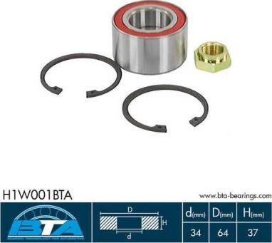 BTA H1W001BTA - Комплект підшипника маточини колеса autozip.com.ua