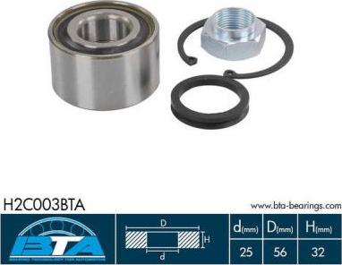 BTA H2C003BTA - Комплект підшипника маточини колеса autozip.com.ua