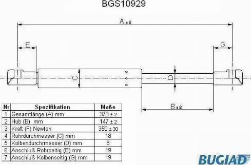 Bugiad BGS10929 - Газова пружина, капот autozip.com.ua