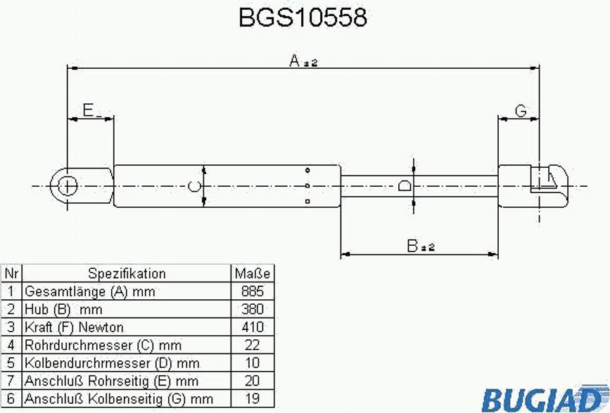 Bugiad BGS10558 - Газова пружина, капот autozip.com.ua