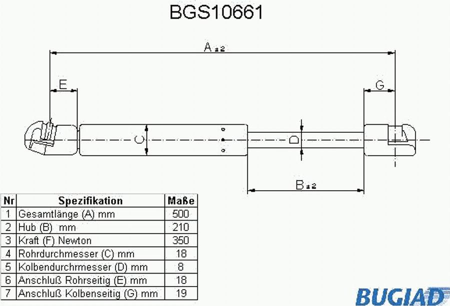 Bugiad BGS10661 - Газова пружина, капот autozip.com.ua