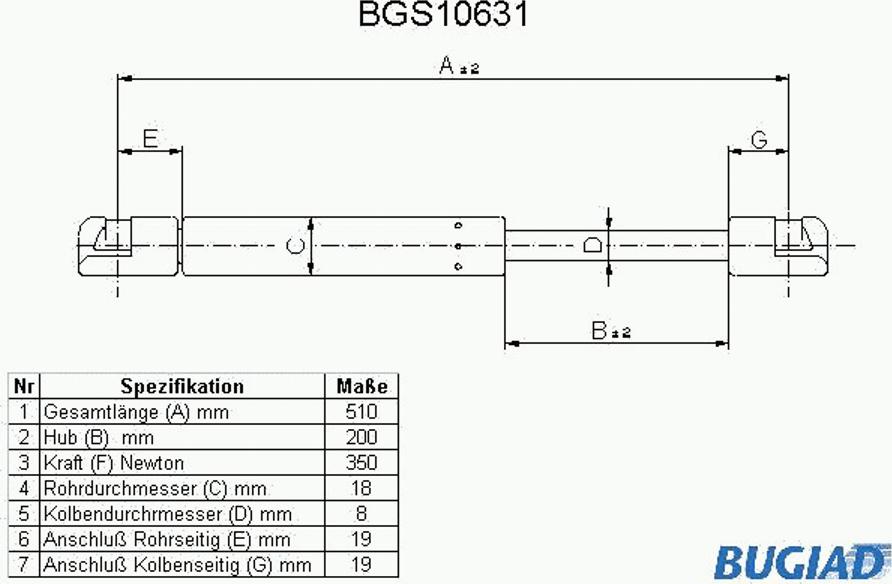 Bugiad BGS10631 - Газова пружина, капот autozip.com.ua