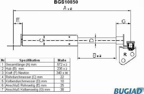 Bugiad BGS10850 - Газова пружина, кришка багажник autozip.com.ua