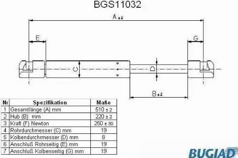 Bugiad BGS11032 - Газова пружина, капот autozip.com.ua