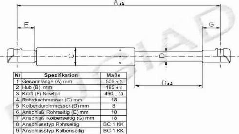 Bugiad BGS11202 - Газова пружина, кришка багажник autozip.com.ua