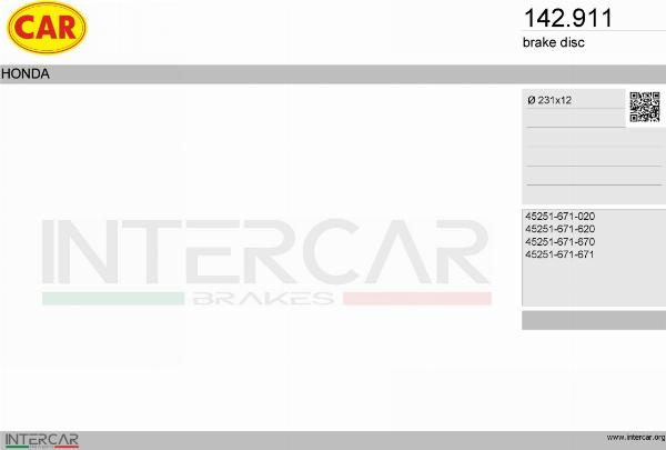 CAR 142.911 - Гальмівний диск autozip.com.ua