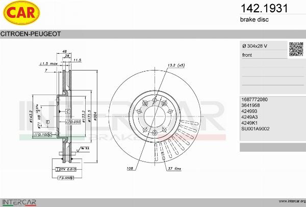 CAR 142.1931 - Гальмівний диск autozip.com.ua