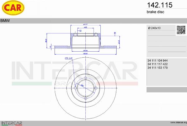 CAR 142.115 - Гальмівний диск autozip.com.ua
