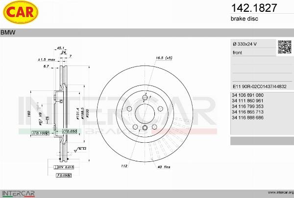 CAR 142.1827 - Гальмівний диск autozip.com.ua