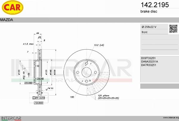 CAR 142.2195 - Гальмівний диск autozip.com.ua