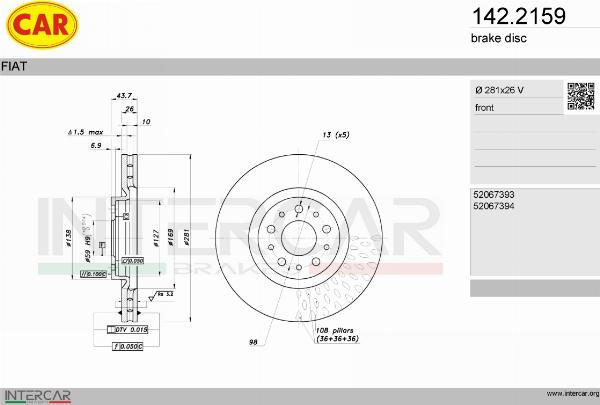 CAR 142.2159 - Гальмівний диск autozip.com.ua