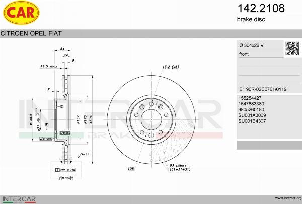 CAR 142.2108 - Гальмівний диск autozip.com.ua