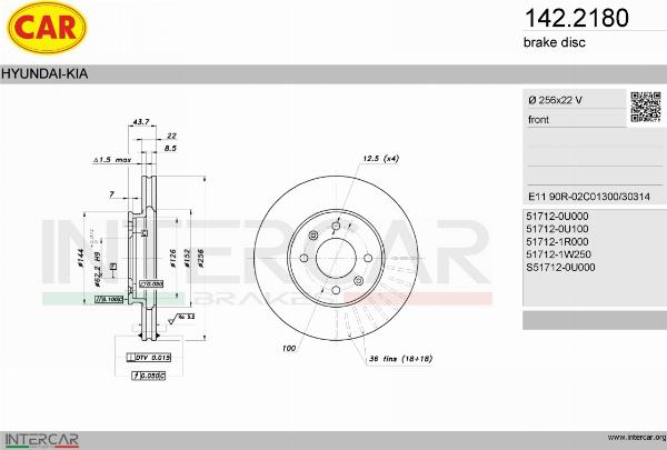 CAR 142.2180 - Гальмівний диск autozip.com.ua
