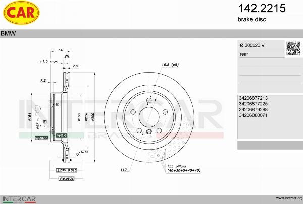CAR 142.2215 - Гальмівний диск autozip.com.ua